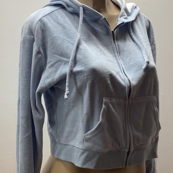 Social Scene Size Large Light Blue Crop Hoodie Zipper Jacket. Preloved - Picture 3 of 7